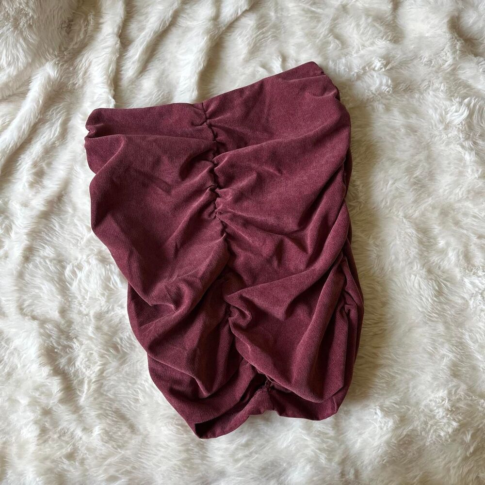 Zara Women's Burgundy and Red Crop-top/skirt